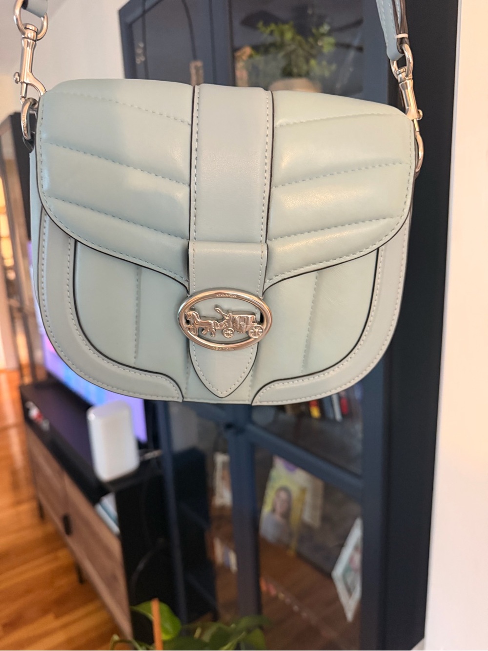 Coach Quilted Saddle Crossbody in Pale Mint
